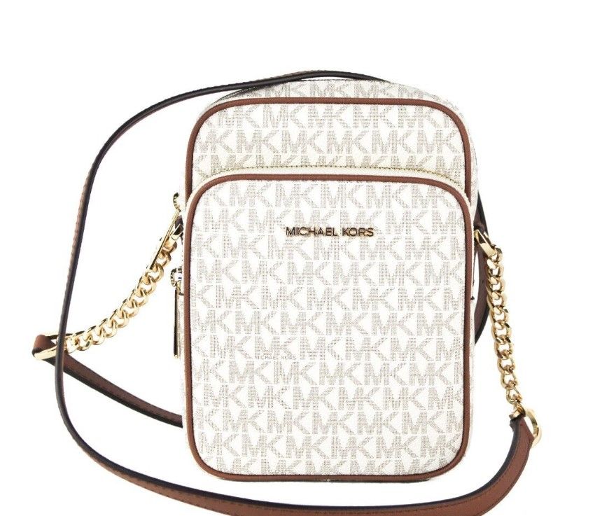 Michael Kors Jet Set Medium Vanilla North South Chain Crossbody Handbag LUNESCAPE