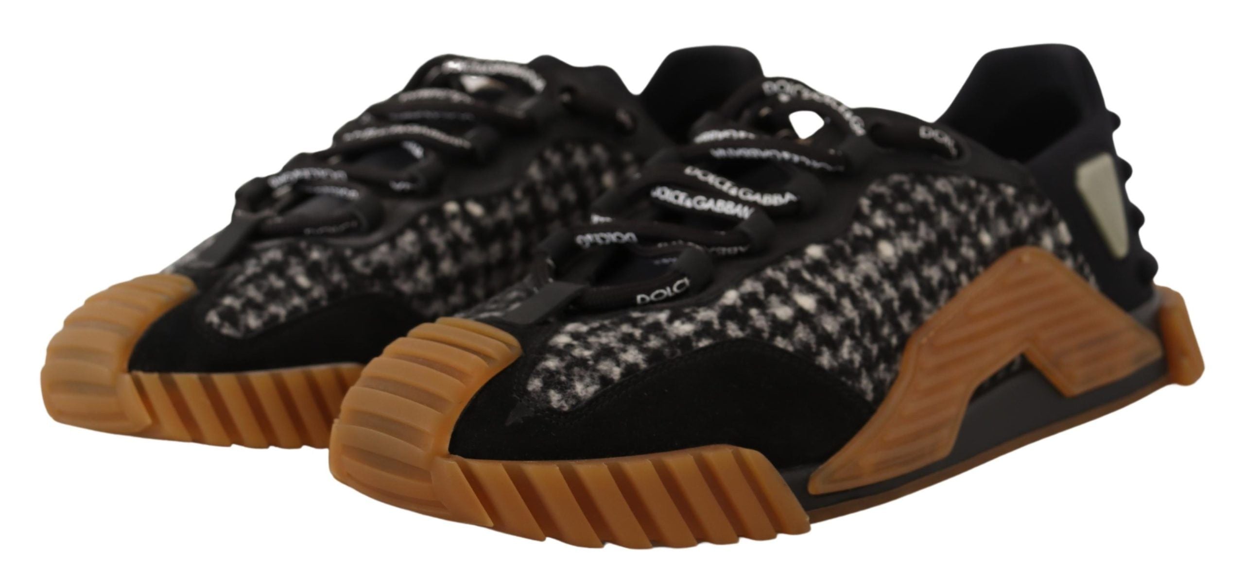Dolce & Gabbana Black White Fabric Lace Up NS1 Sneakers LUNESCAPE