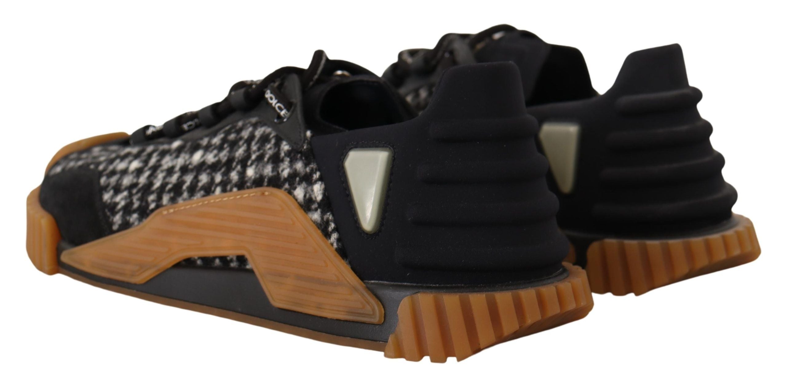 Dolce & Gabbana Black White Fabric Lace Up NS1 Sneakers LUNESCAPE