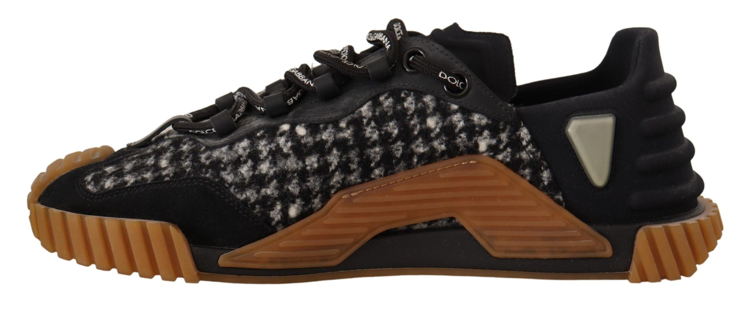 Dolce & Gabbana Black White Fabric Lace Up NS1 Sneakers LUNESCAPE