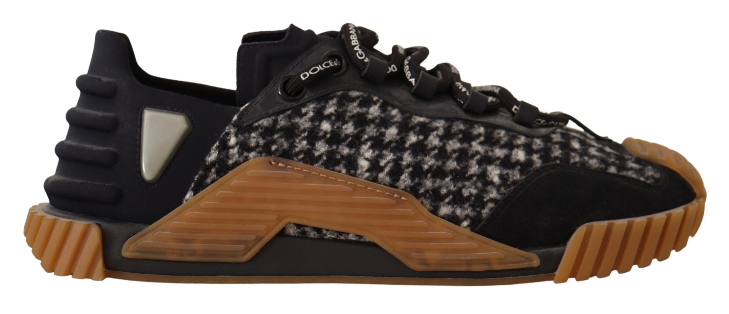 Dolce & Gabbana Black White Fabric Lace Up NS1 Sneakers LUNESCAPE