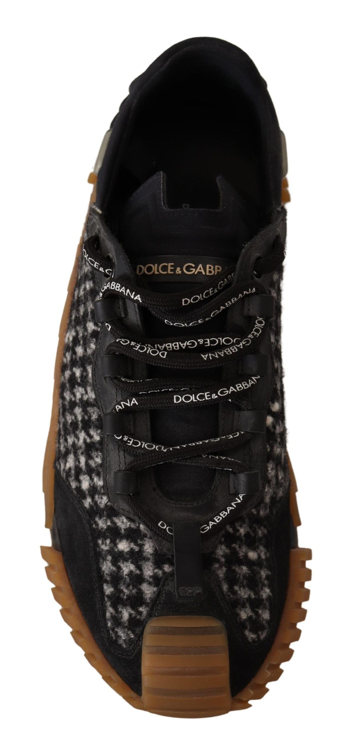 Dolce & Gabbana Black White Fabric Lace Up NS1 Sneakers LUNESCAPE