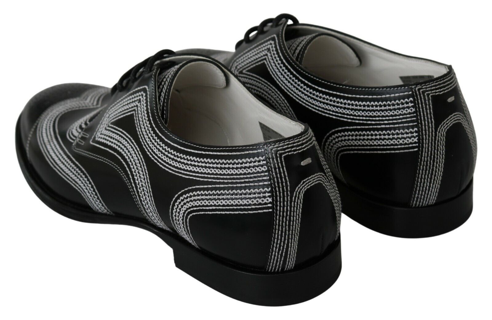 Dolce & Gabbana Black Leather Derby Formal White Lace Shoes LUNESCAPE