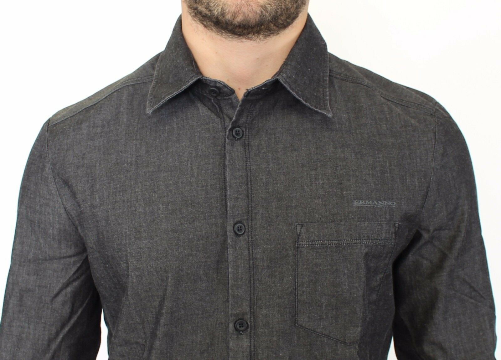 Ermanno Scervino Denim Jeans Cotton Casual Gray Stretch Shirt