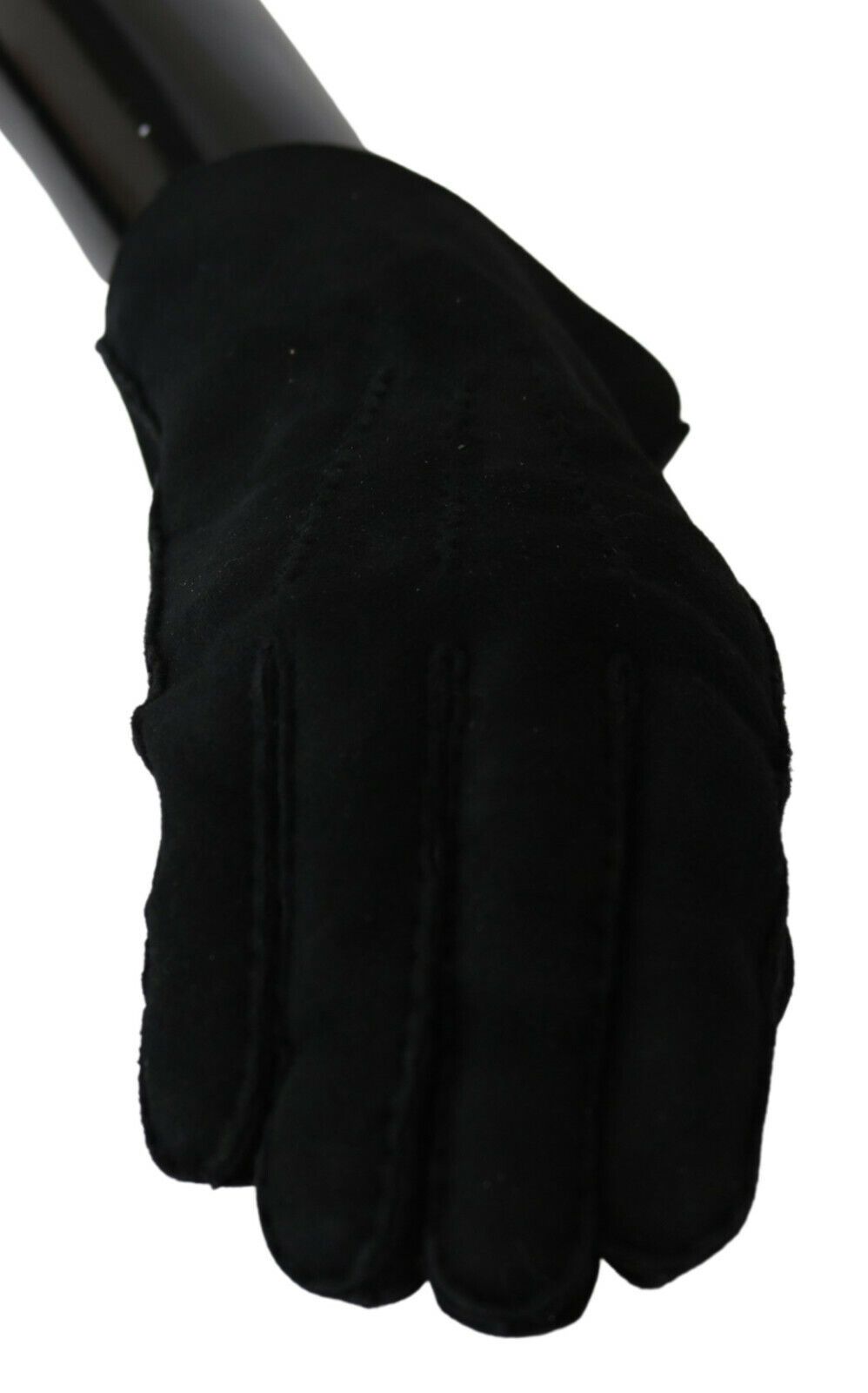 Dolce & Gabbana Black Leather Motorcycle Biker Mitten Gloves LUNESCAPE