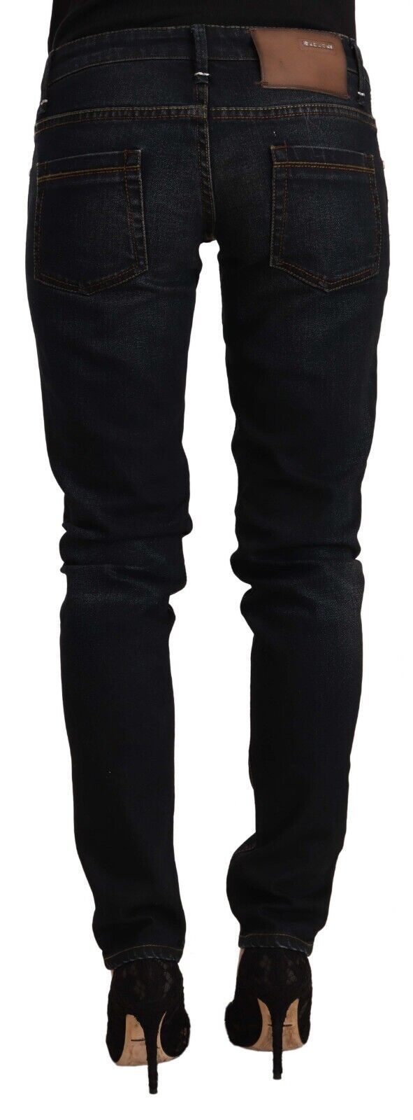 Acht Black Washed Cotton Low Waist Slim Fit Denim Jeans LUNESCAPE