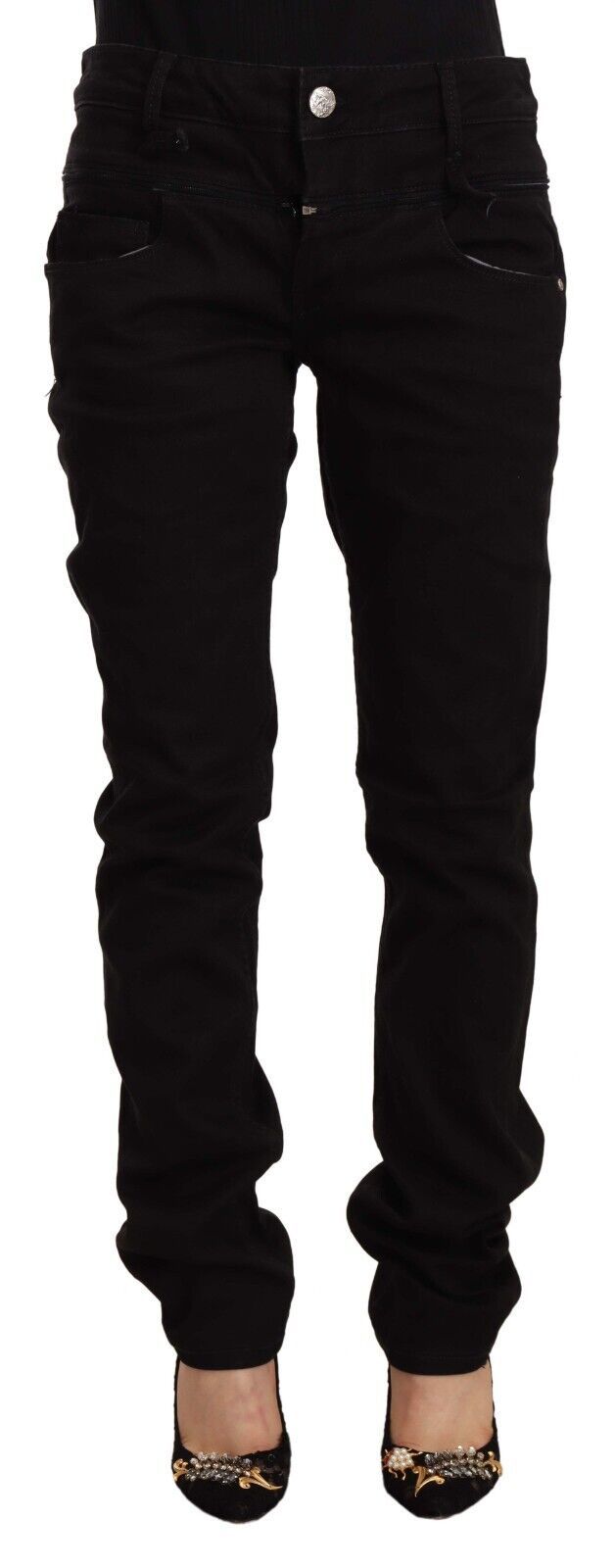 Acht Black Low Waist Cotton Stretch Denim Skinny Jeans LUNESCAPE