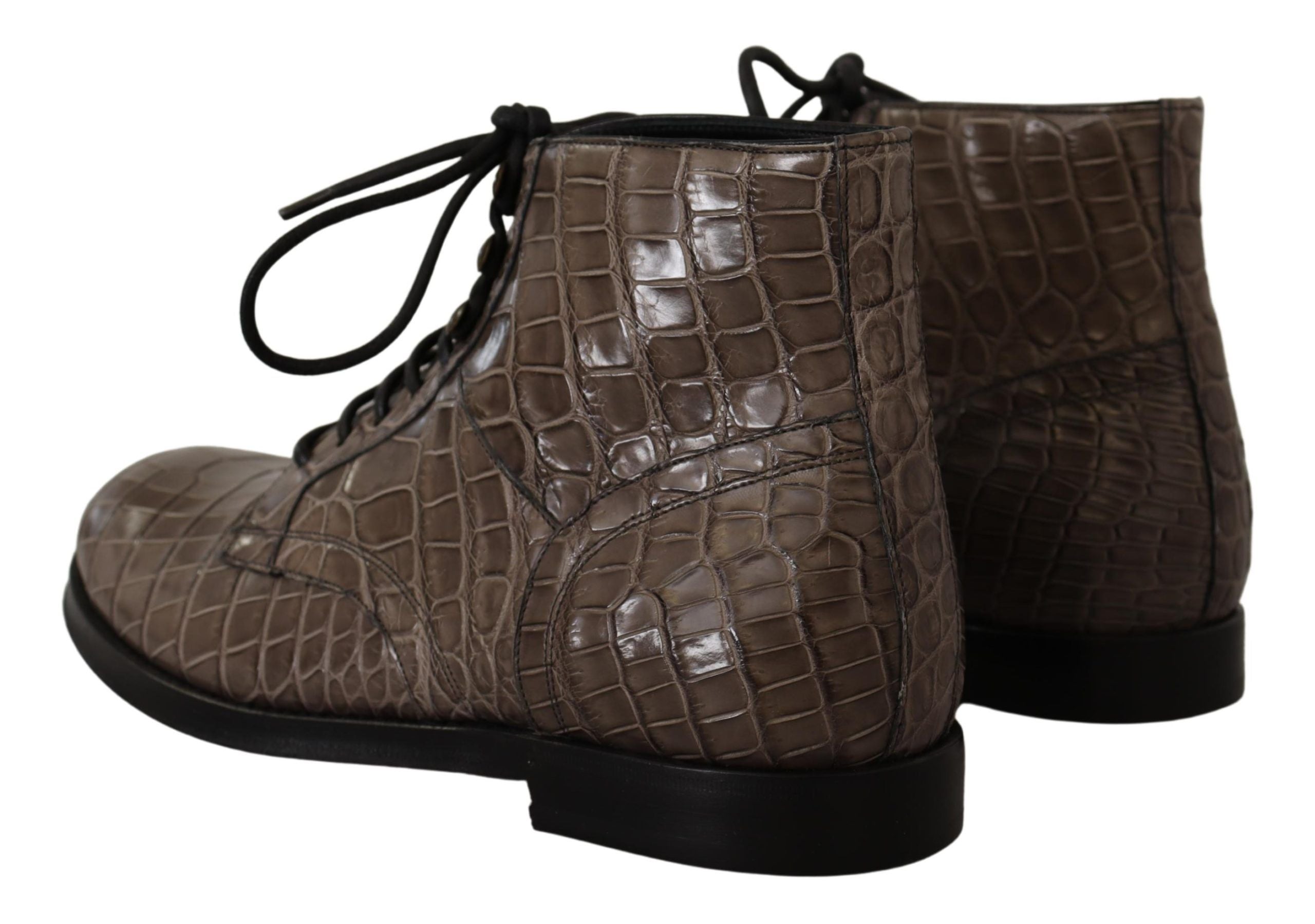 Dolce & Gabbana Gray Crocodile Leather Derby Boots LUNESCAPE