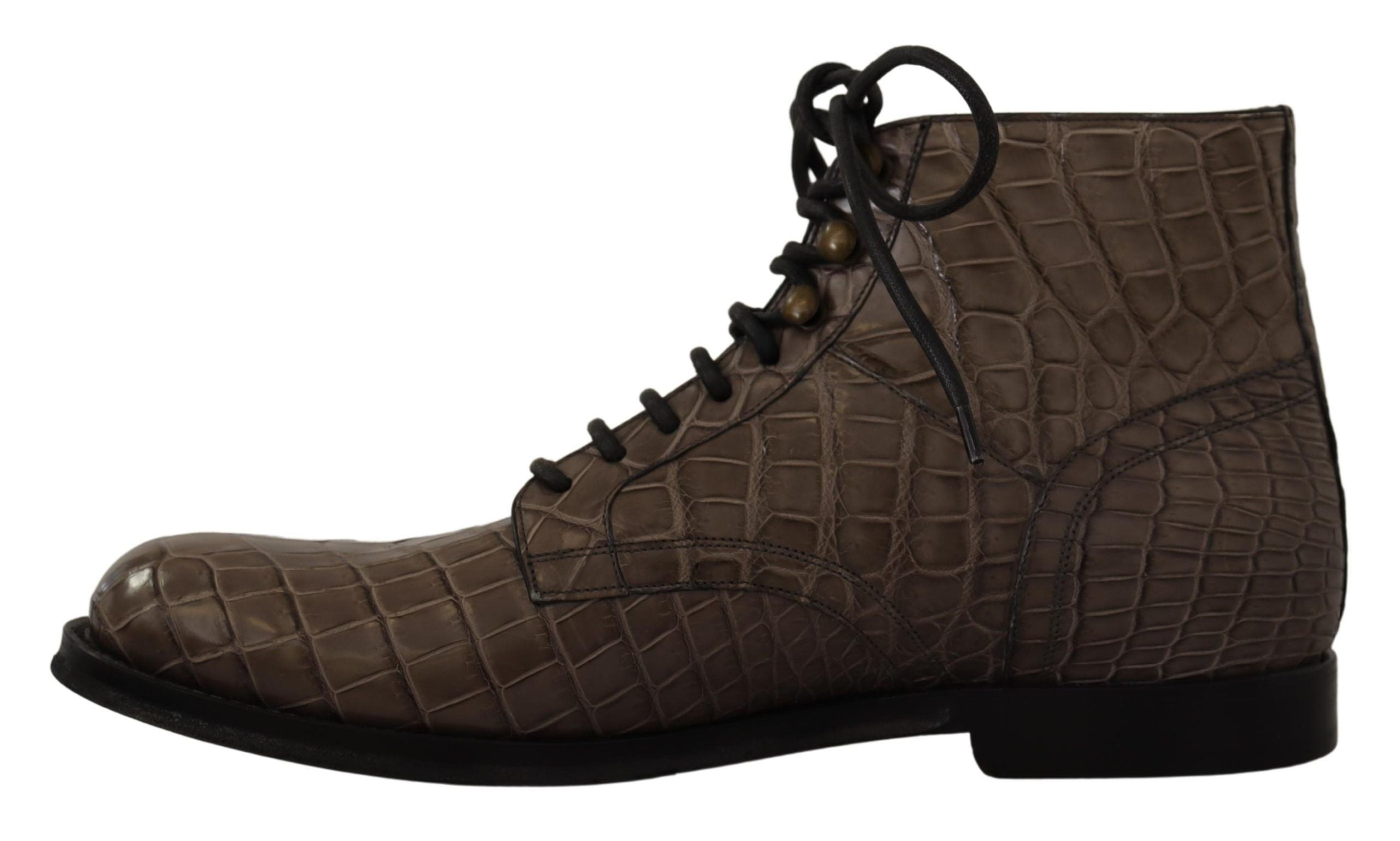Dolce & Gabbana Gray Crocodile Leather Derby Boots LUNESCAPE