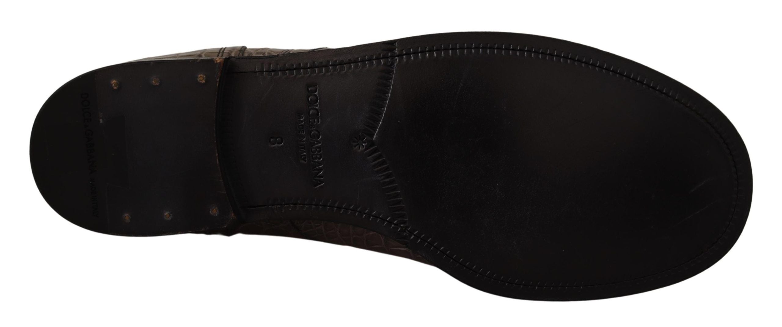 Dolce & Gabbana Gray Crocodile Leather Derby Boots LUNESCAPE