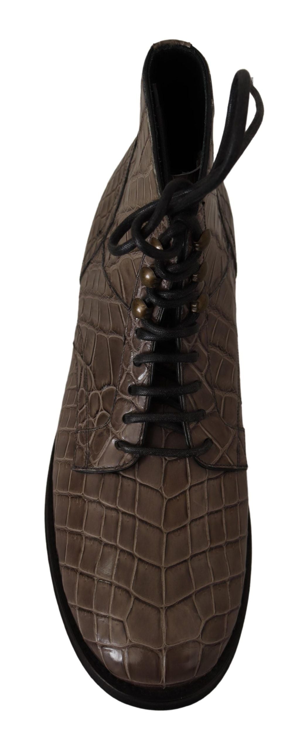 Dolce & Gabbana Gray Crocodile Leather Derby Boots LUNESCAPE