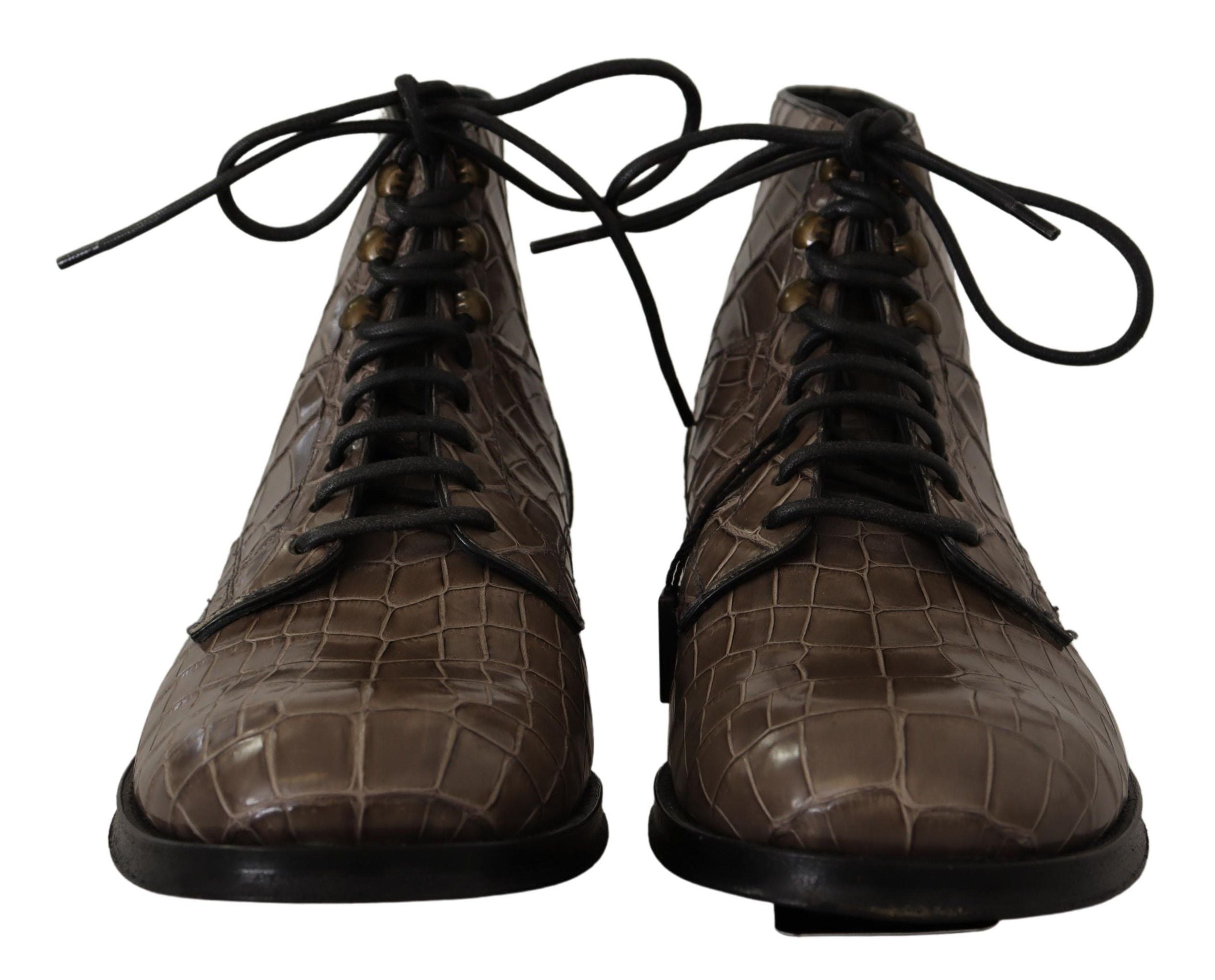 Dolce & Gabbana Gray Crocodile Leather Derby Boots LUNESCAPE