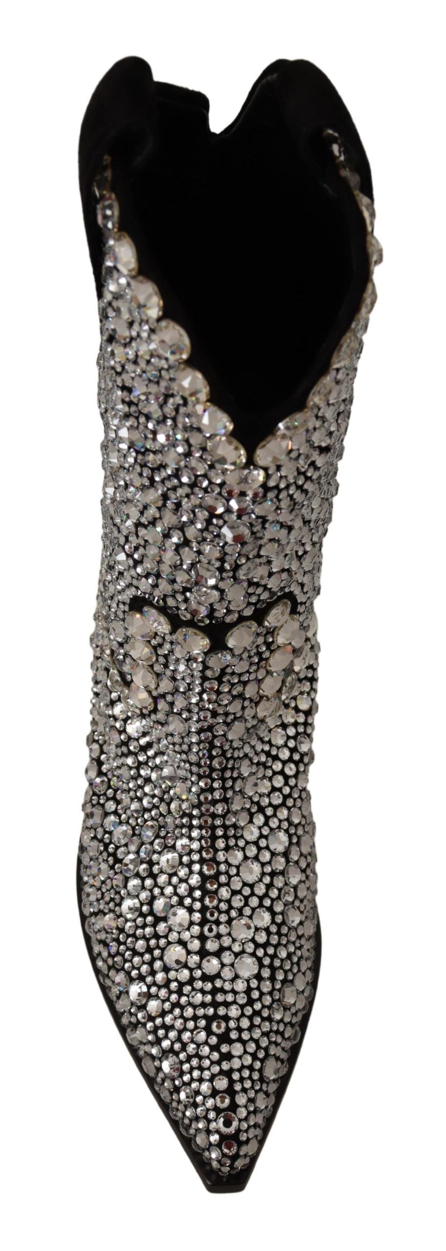 Dolce & Gabbana Black Suede Strass Crystal Cowgirl Boots LUNESCAPE