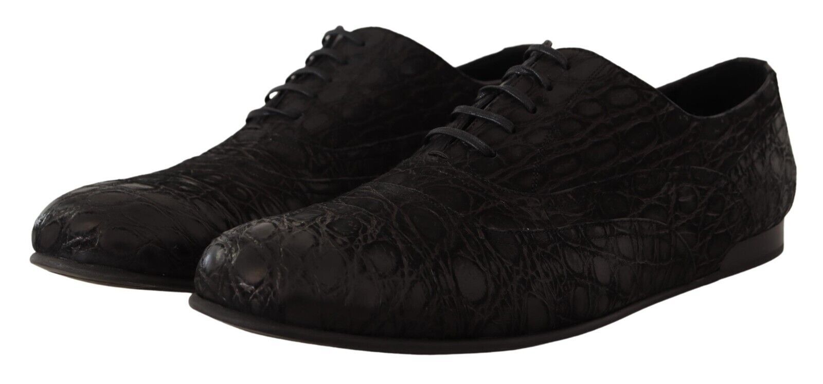 Dolce & Gabbana Black Caiman Leather Mens Oxford Shoes LUNESCAPE