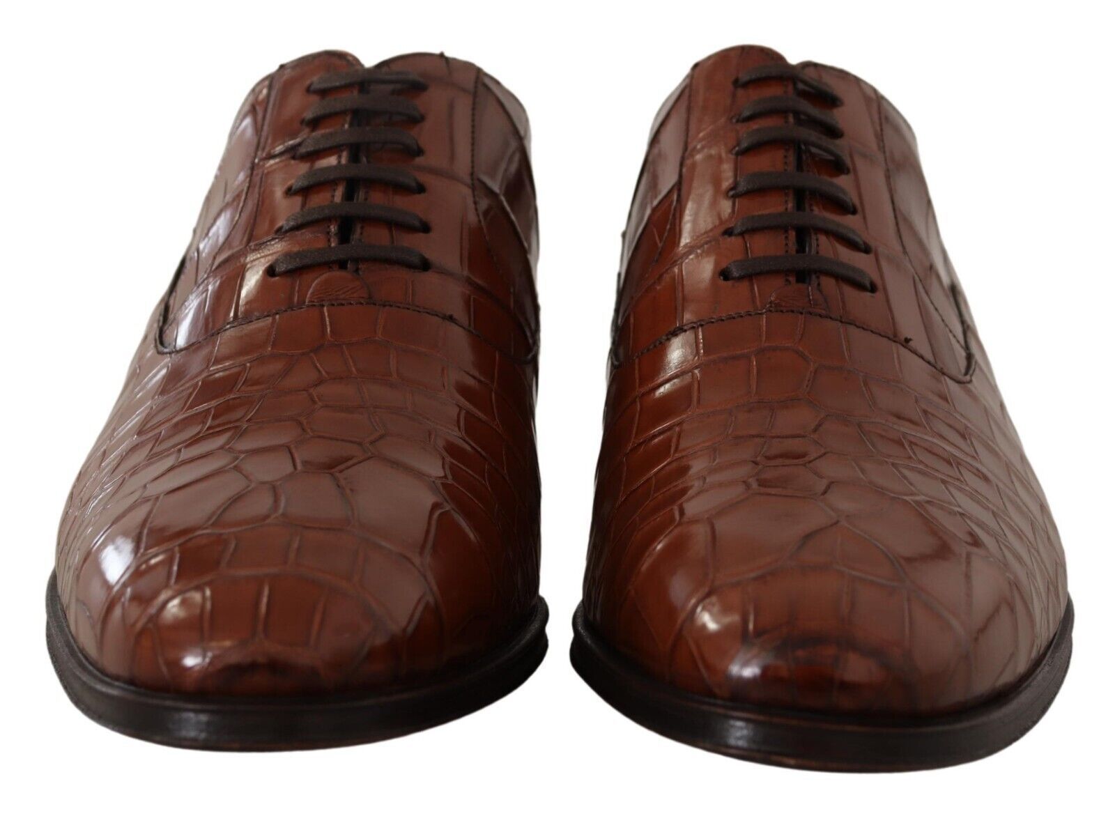 Dolce & Gabbana Brown Crocodile Leather Mens Formal Derby Shoes LUNESCAPE