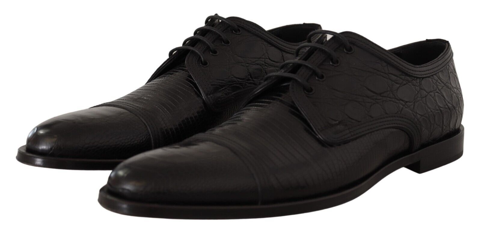 Dolce & Gabbana Black Exotic Leather Lace Up Formal Derby Shoes LUNESCAPE