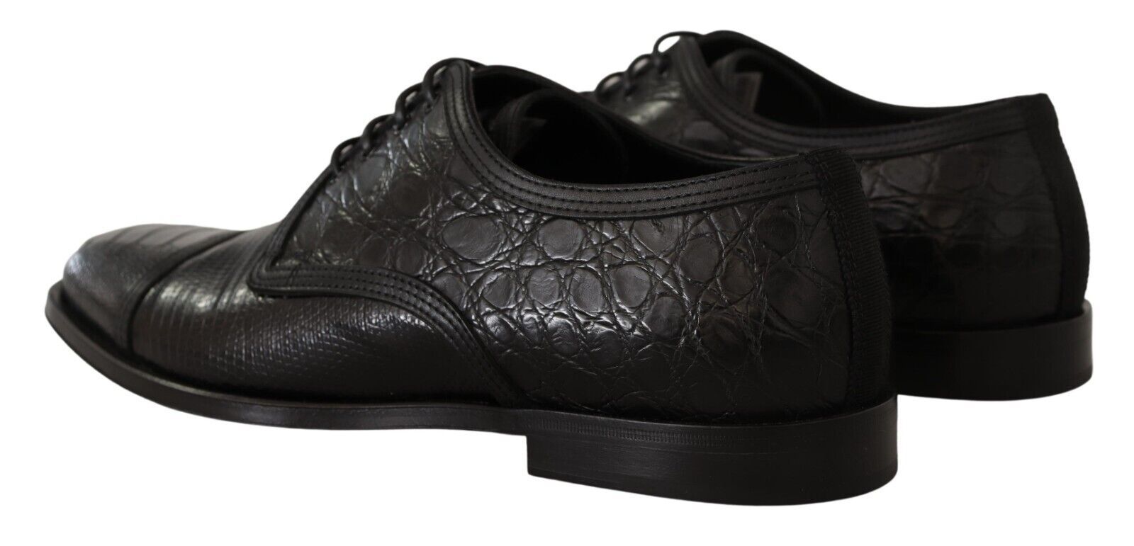 Dolce & Gabbana Black Exotic Leather Lace Up Formal Derby Shoes LUNESCAPE