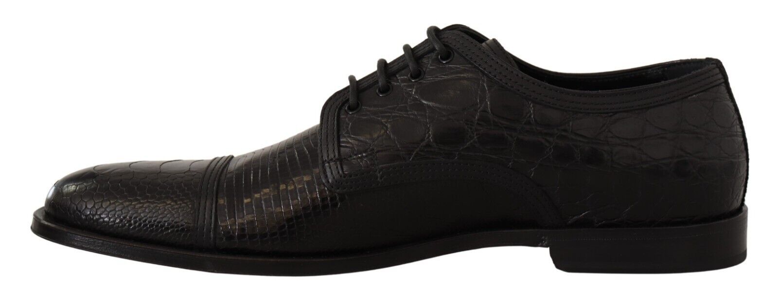 Dolce & Gabbana Black Exotic Leather Lace Up Formal Derby Shoes LUNESCAPE