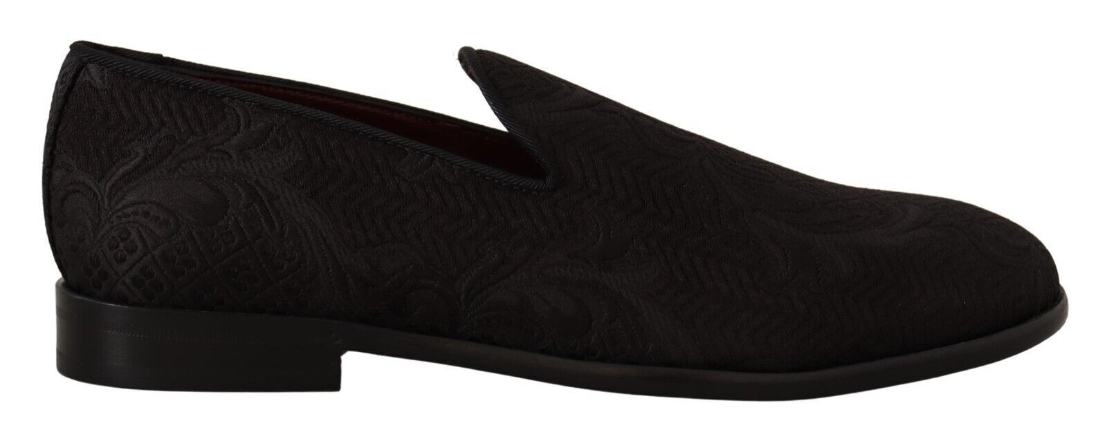 Dolce & Gabbana Black Floral Brocade Slippers Loafers Shoes LUNESCAPE