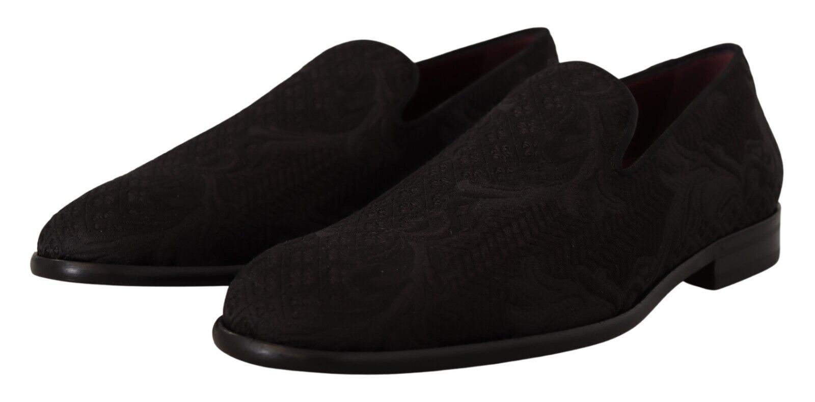 Dolce & Gabbana Black Floral Brocade Slippers Loafers Shoes LUNESCAPE