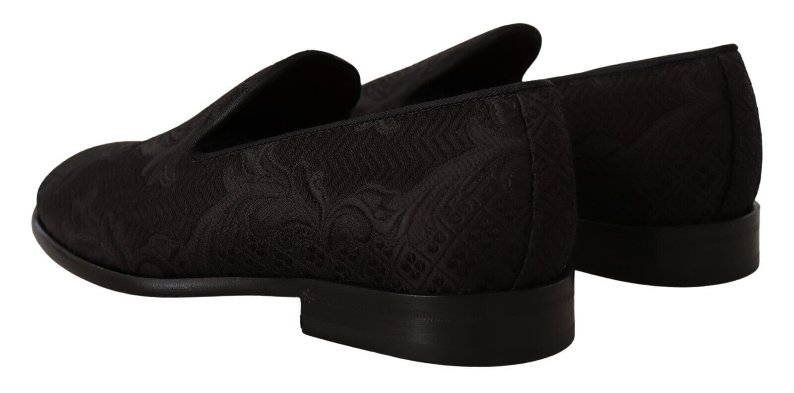 Dolce & Gabbana Black Floral Brocade Slippers Loafers Shoes LUNESCAPE
