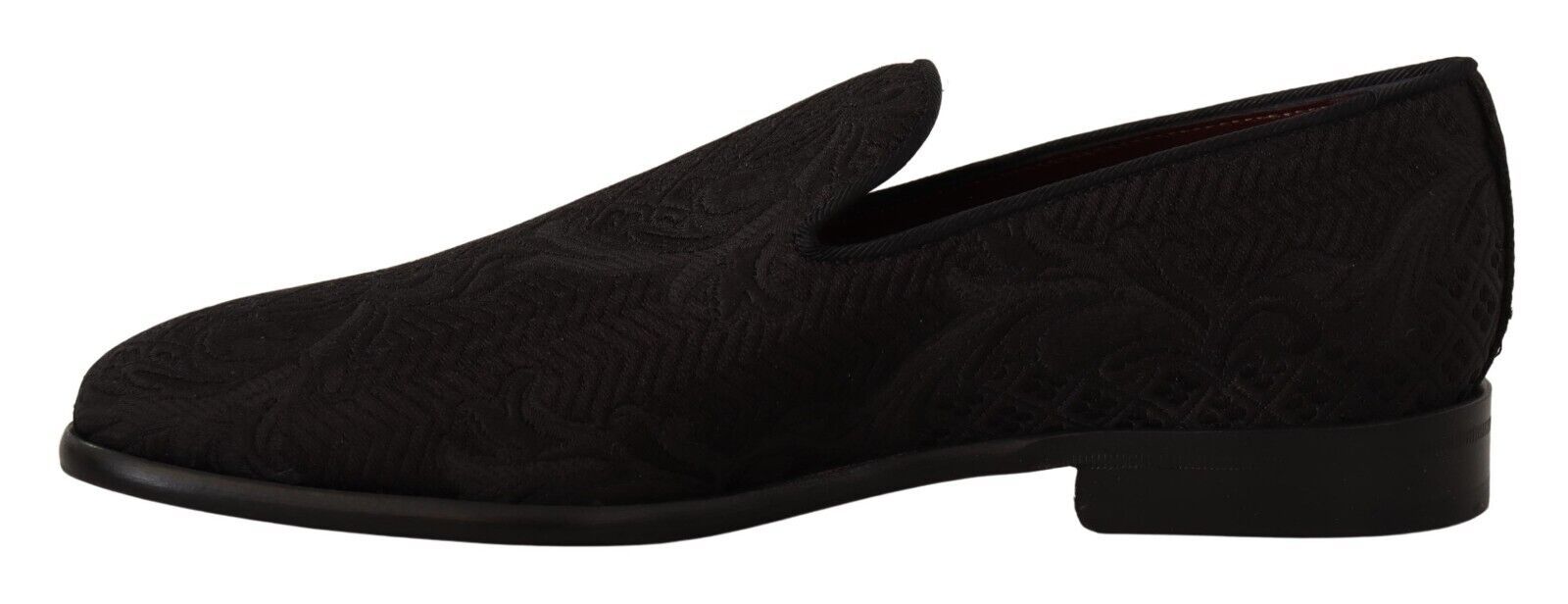Dolce & Gabbana Black Floral Brocade Slippers Loafers Shoes LUNESCAPE