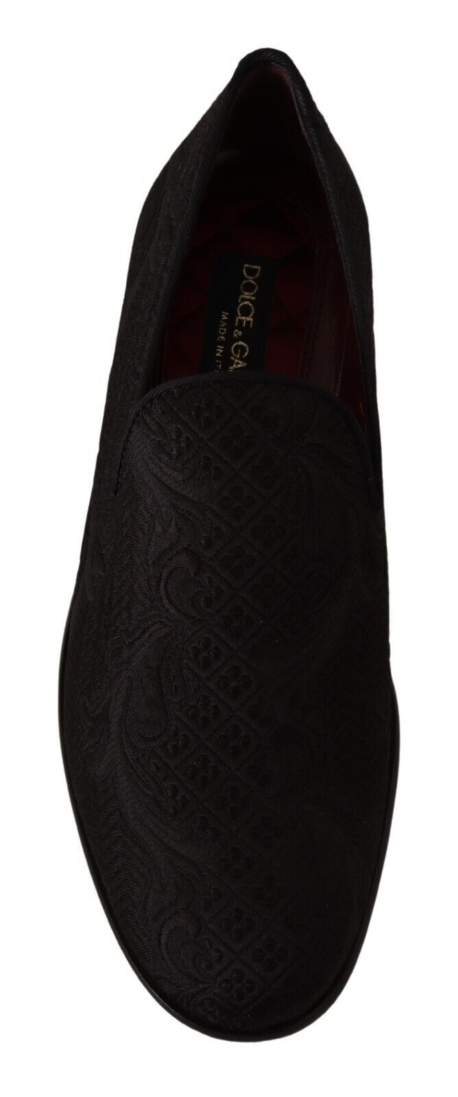 Dolce & Gabbana Black Floral Brocade Slippers Loafers Shoes LUNESCAPE