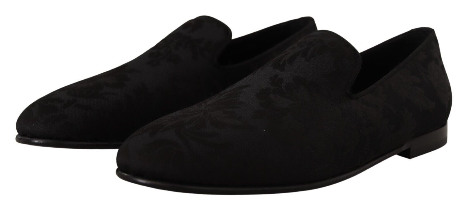 Dolce & Gabbana Black Jacquard Slippers Flats Loafers Shoes LUNESCAPE