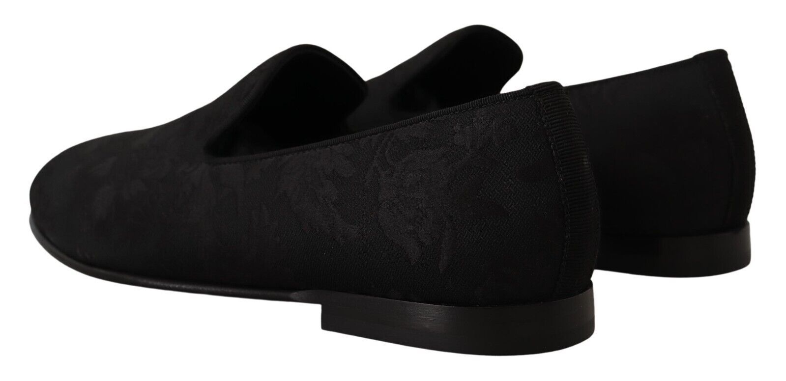 Dolce & Gabbana Black Jacquard Slippers Flats Loafers Shoes LUNESCAPE