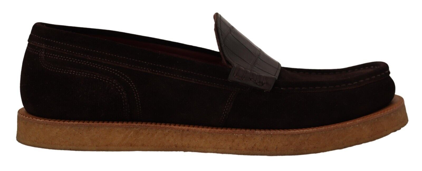 Dolce & Gabbana Brown Suede Leather Slip On Moccasin
