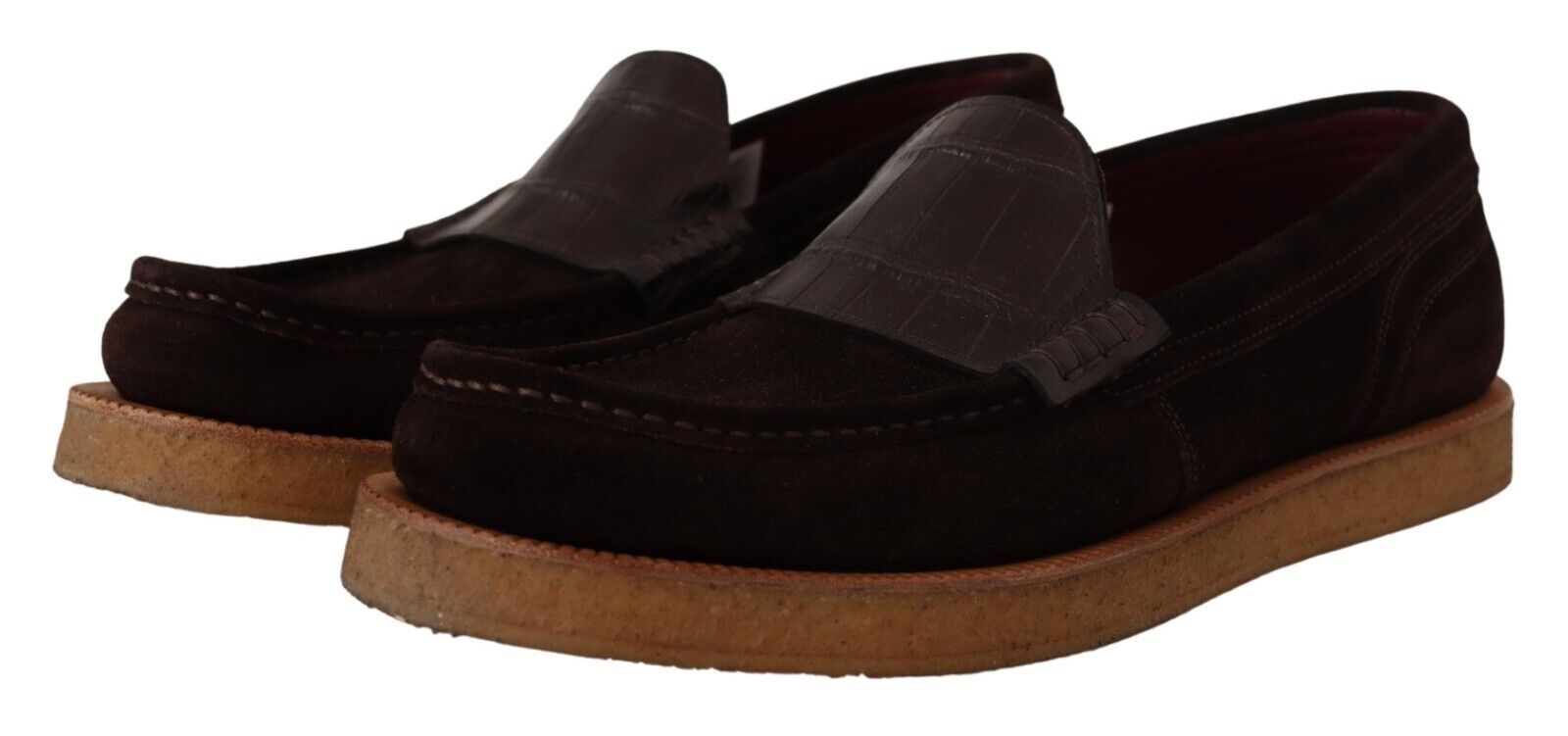 Dolce & Gabbana Brown Suede Leather Slip On Flats Moccasin Shoes LUNESCAPE
