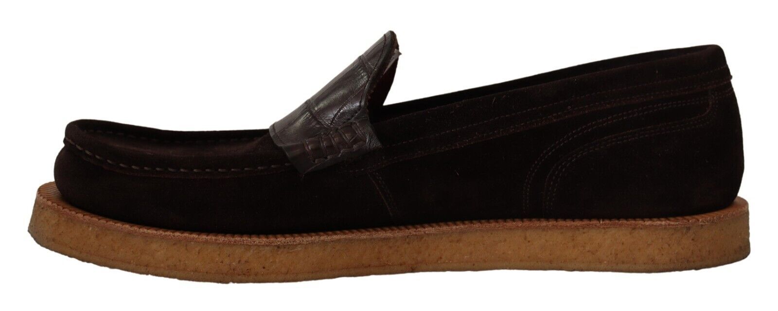 Dolce & Gabbana Brown Suede Leather Slip On Moccasin