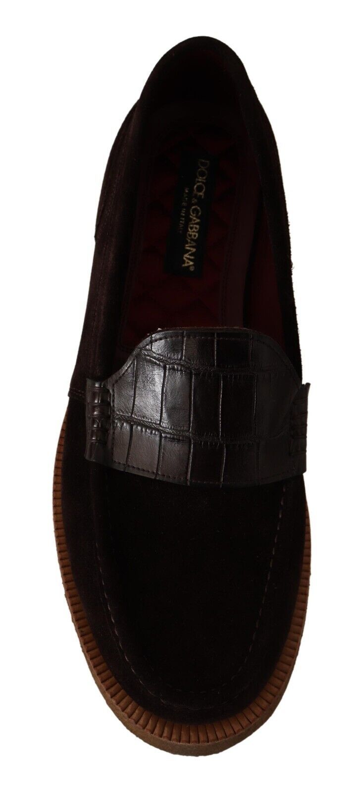 Dolce & Gabbana Brown Suede Leather Slip On Flats Moccasin Shoes LUNESCAPE
