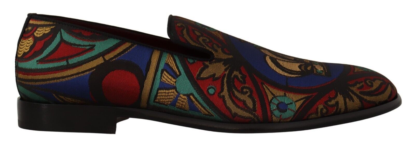 Dolce & Gabbana Multicolor Jacquard Crown Slippers Loafers Shoes LUNESCAPE