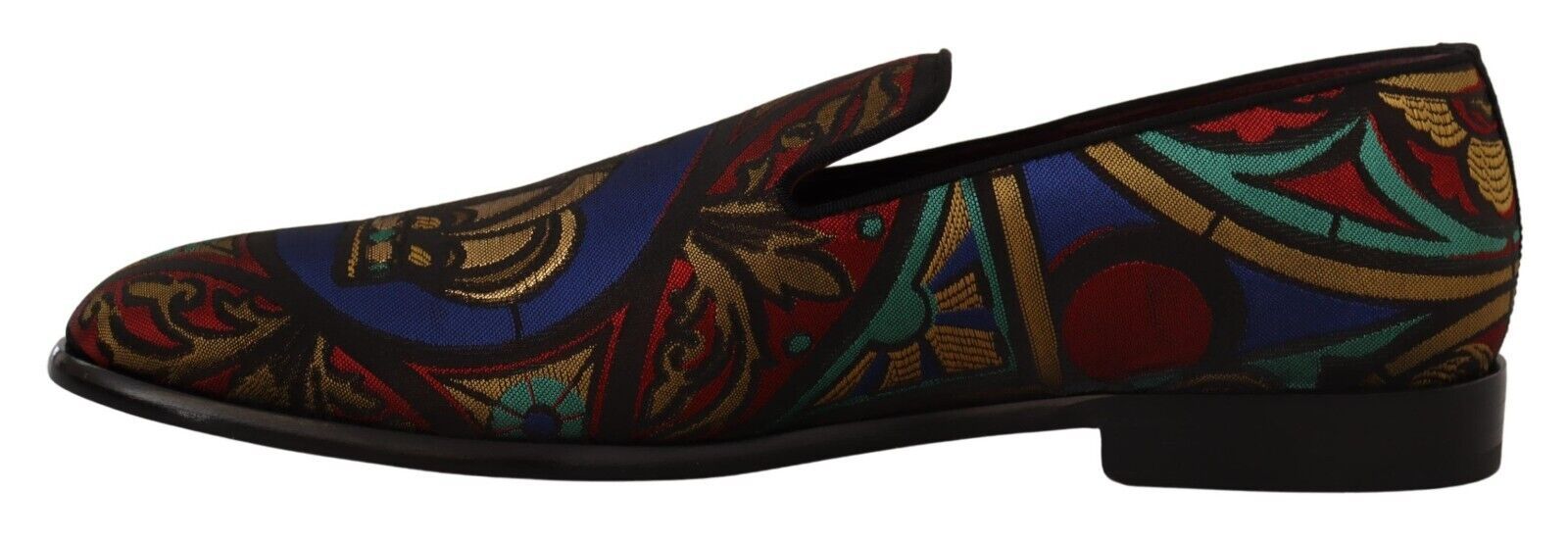Dolce & Gabbana Multicolor Jacquard Crown Slippers Loafers Shoes LUNESCAPE