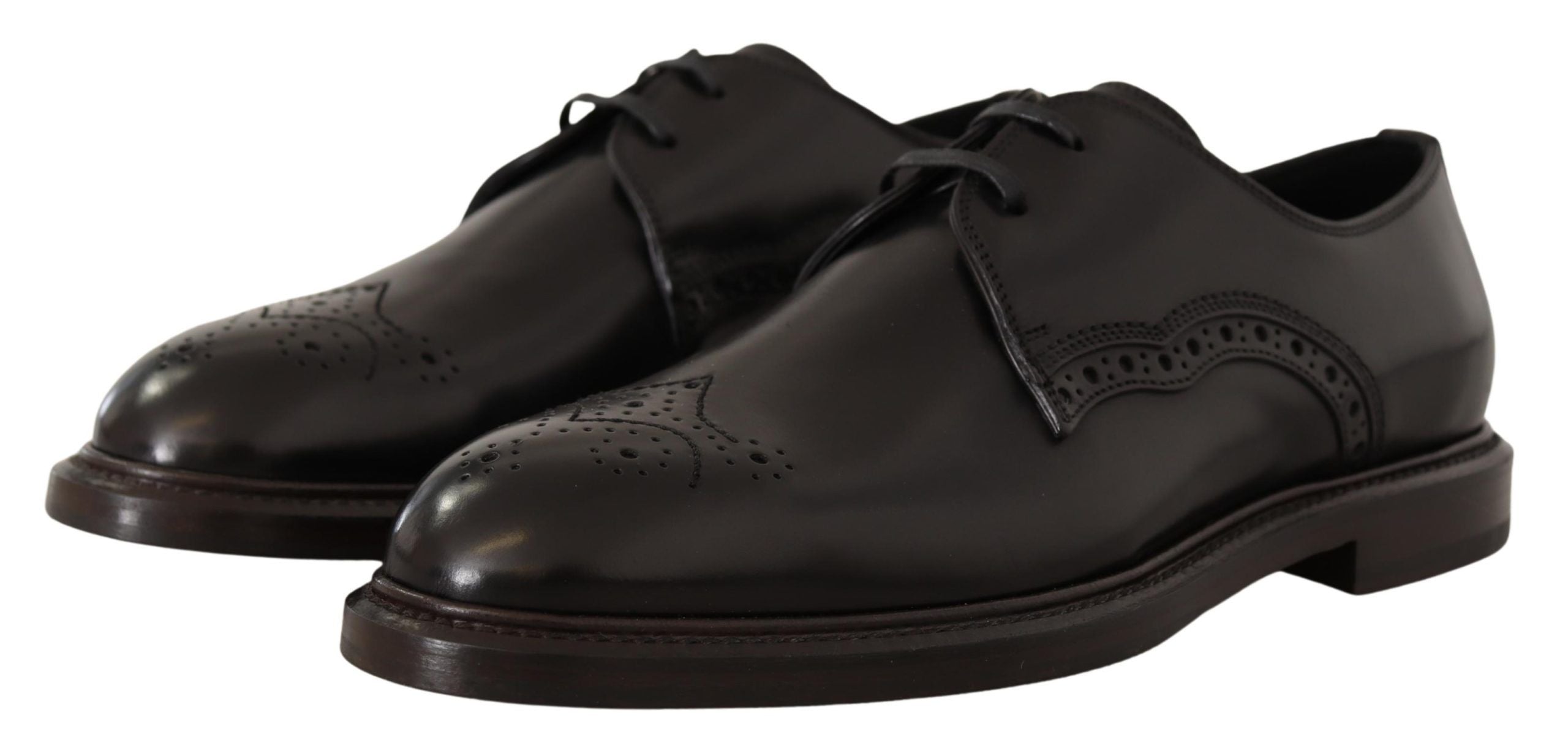 Dolce & Gabbana Black Leather Dress Formal Derby Shoes LUNESCAPE