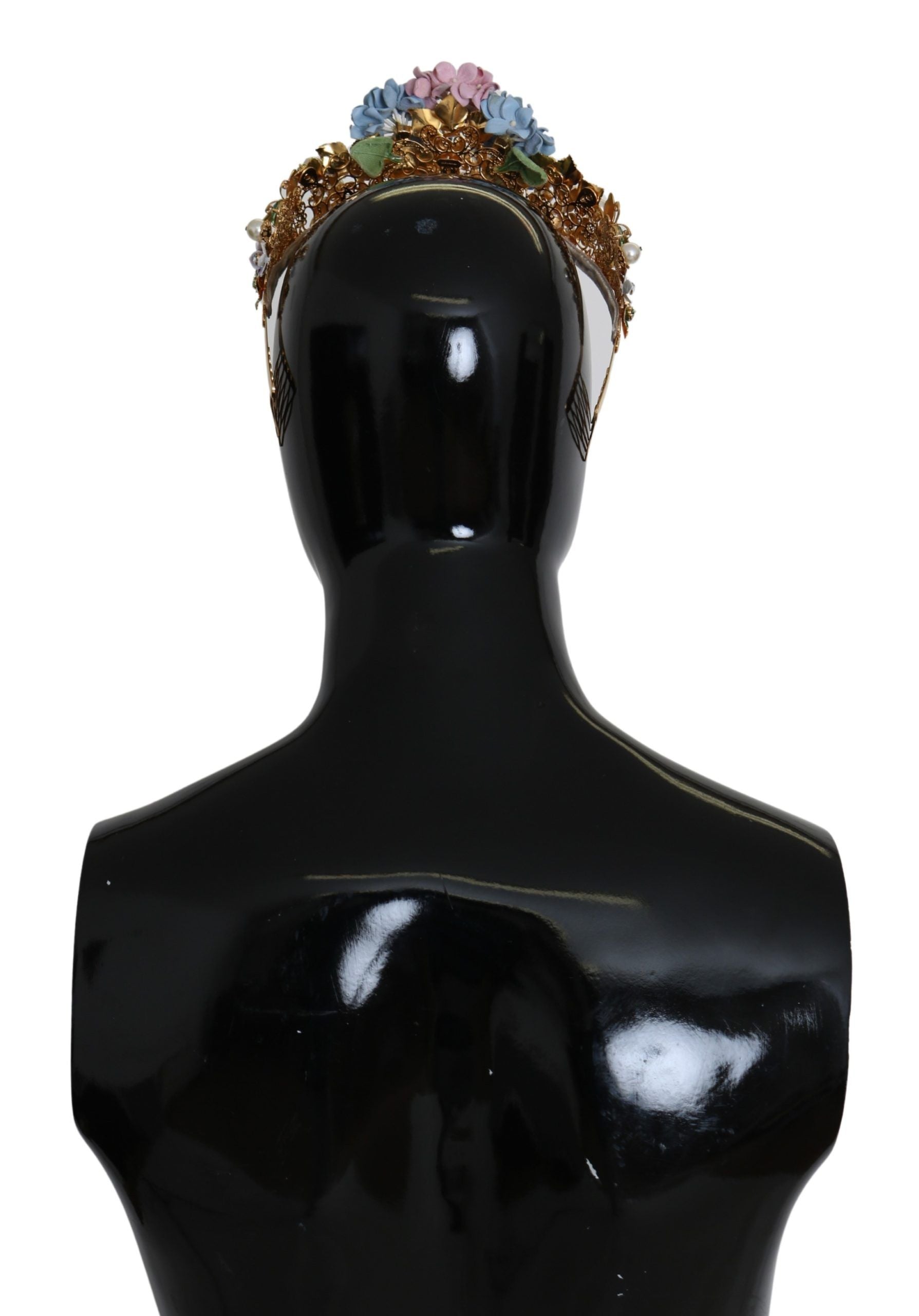 Dolce & Gabbana Gold Crystal Purple Hortensia Headband Crown Diadem LUNESCAPE