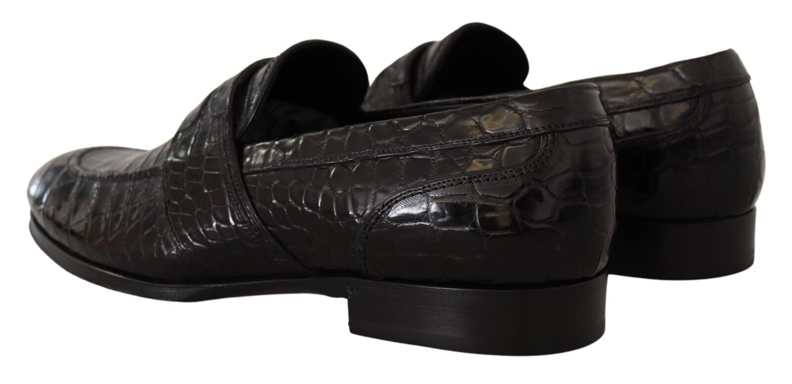 Dolce & Gabbana Black Crocodile Leather Slip On Moccasin Shoes LUNESCAPE