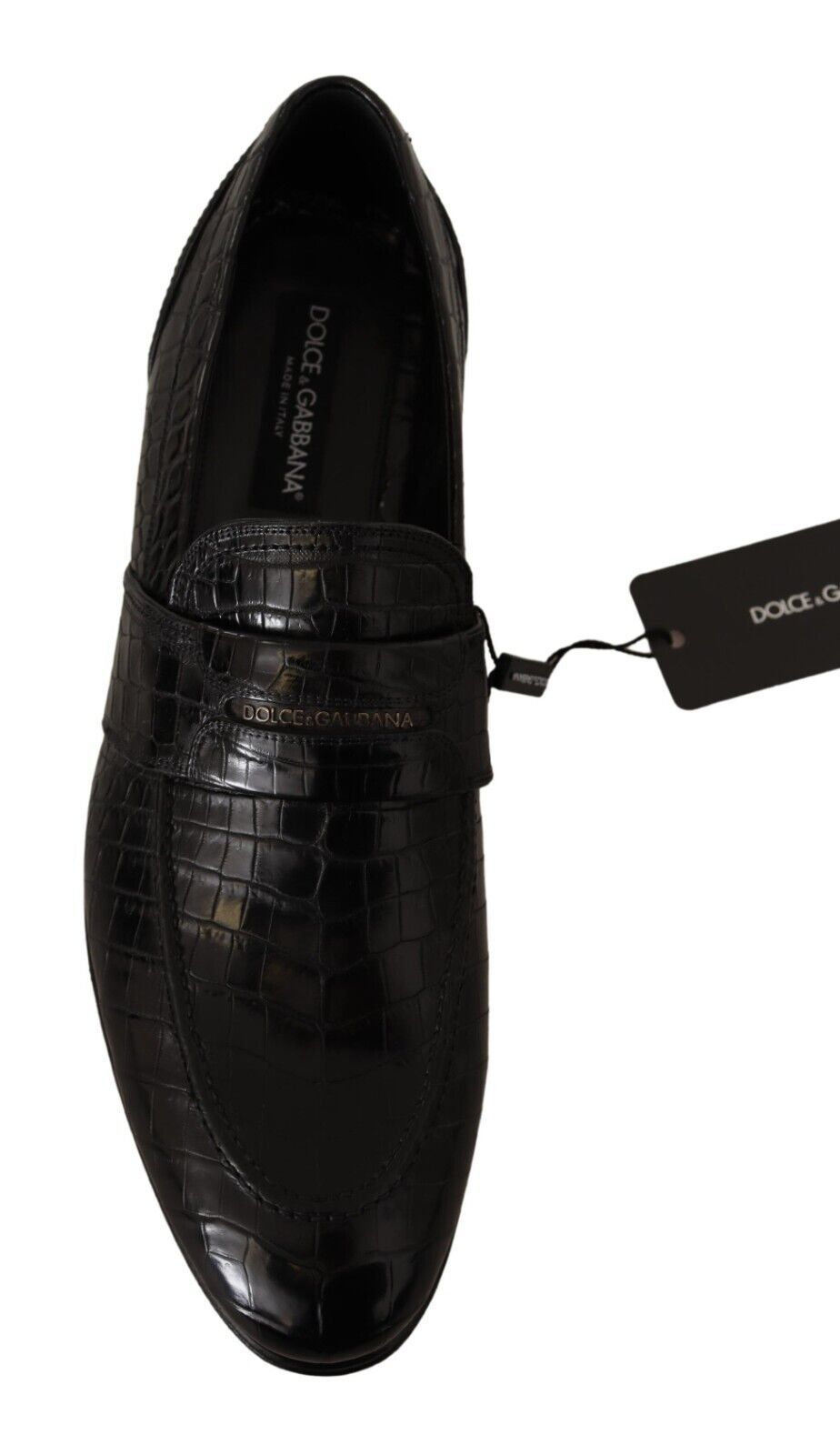 Dolce & Gabbana Black Crocodile Leather Slip On Moccasin Shoes LUNESCAPE