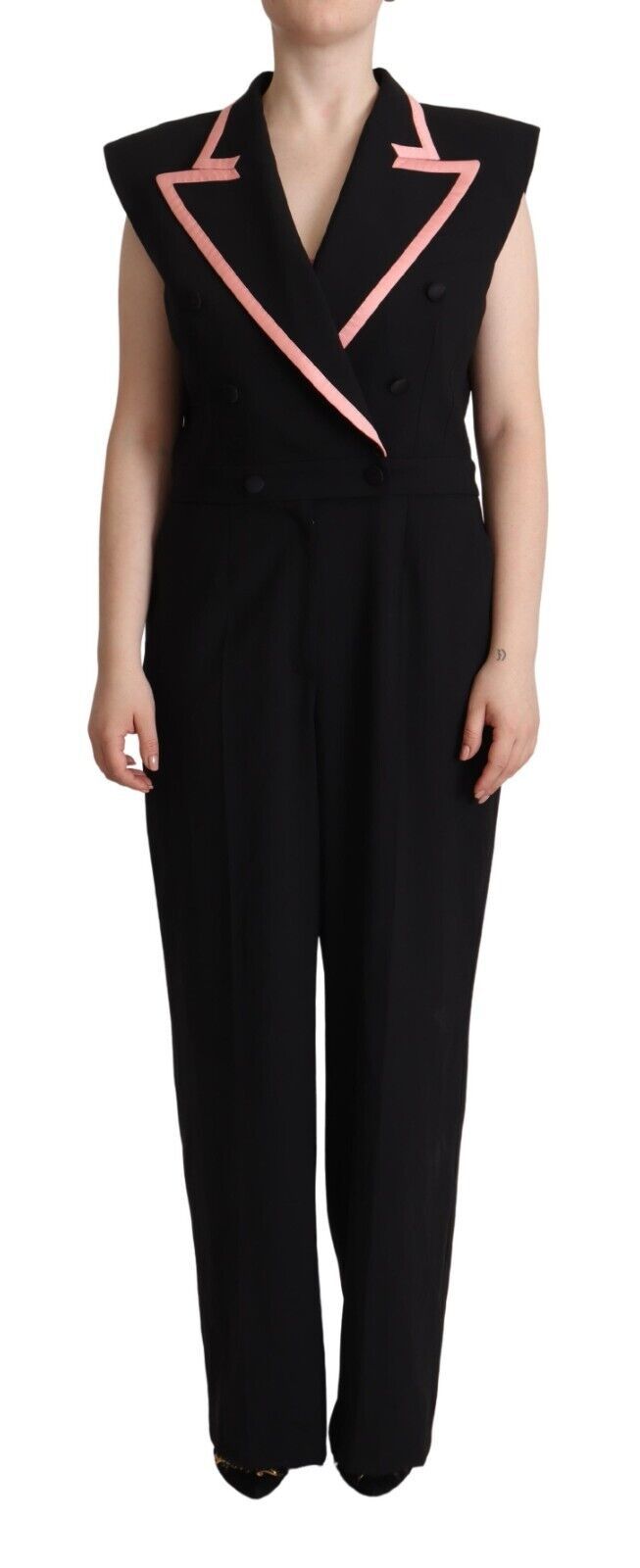 Dolce & Gabbana Black Wool Blend Sleeveless Jumpsuit Dress LUNESCAPE