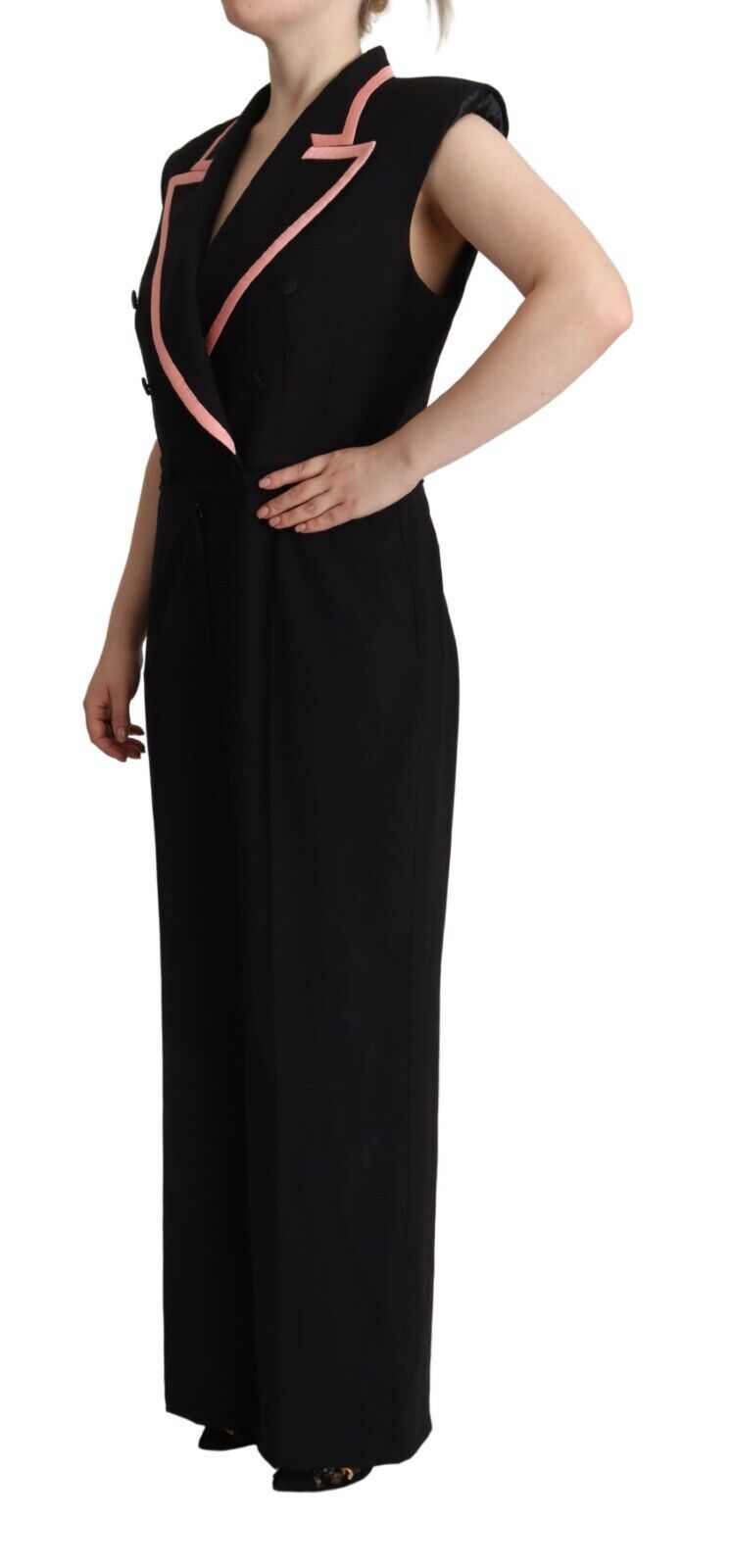 Dolce & Gabbana Black Wool Blend Sleeveless Jumpsuit