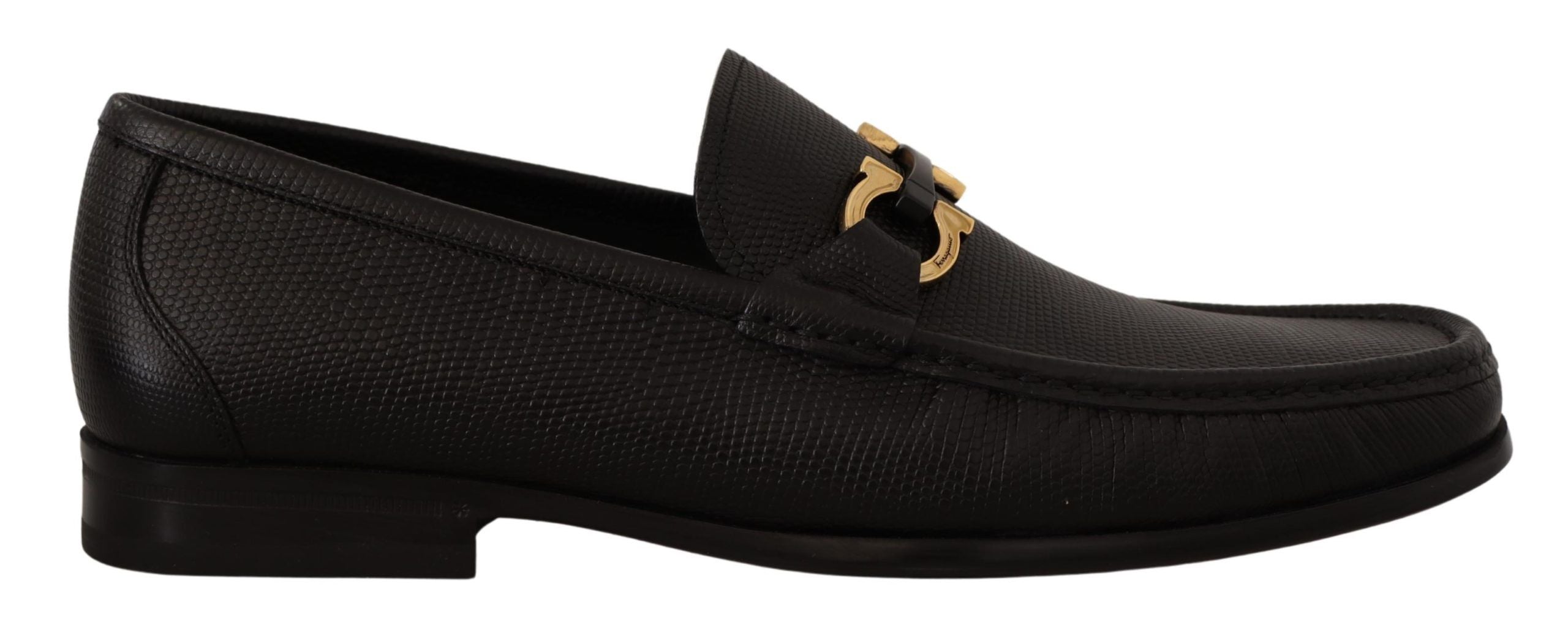 Salvatore Ferragamo Elegant Black Calf Leather Loafers LUNESCAPE