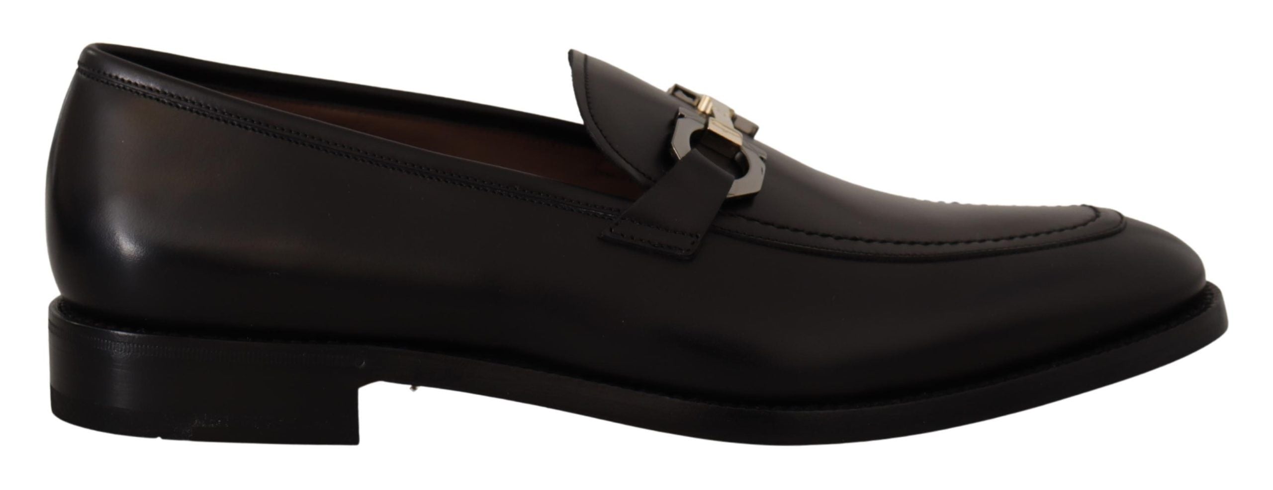 Salvatore Ferragamo Suave Black Leather Gancio Bit Loafers LUNESCAPE