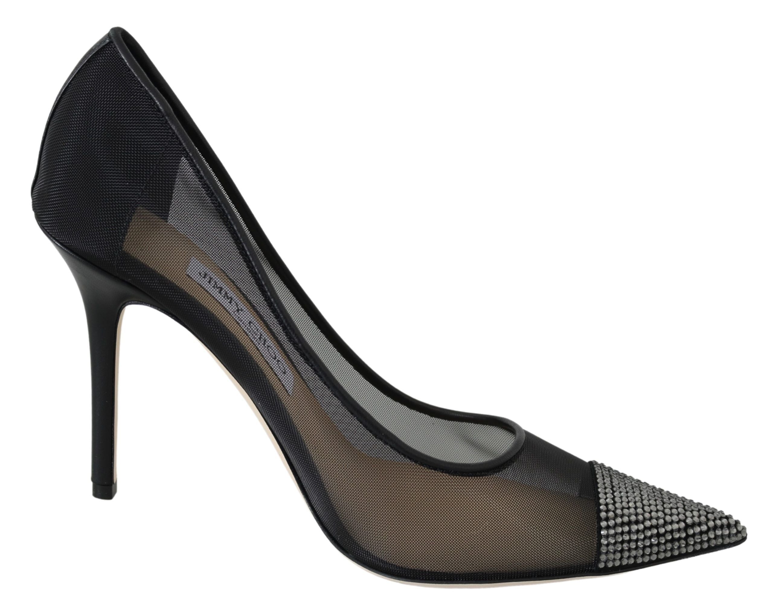 Jimmy Choo Elegant Black Mesh Crystal Pumps LUNESCAPE