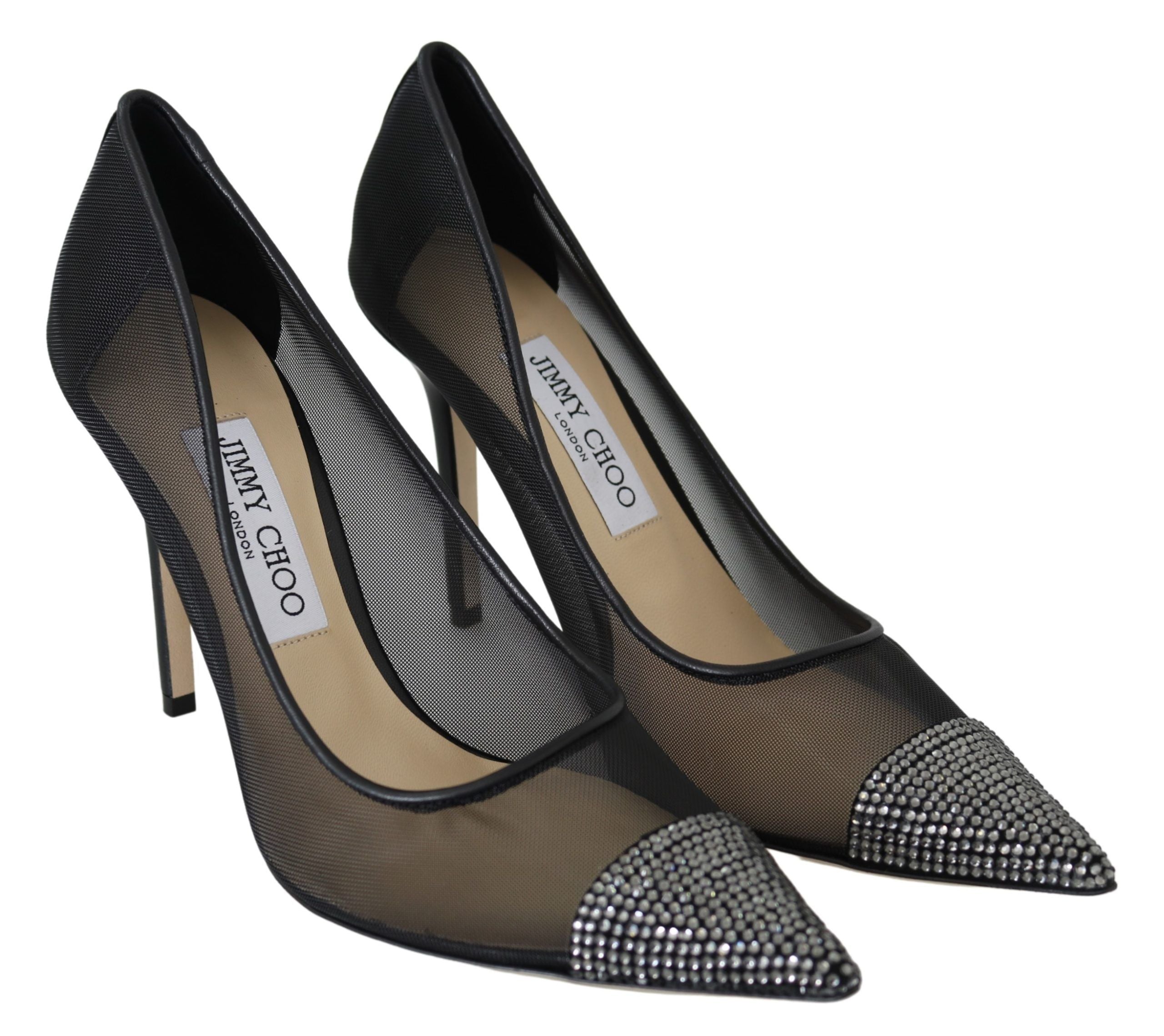 Jimmy Choo Elegant Black Mesh Crystal Pumps LUNESCAPE