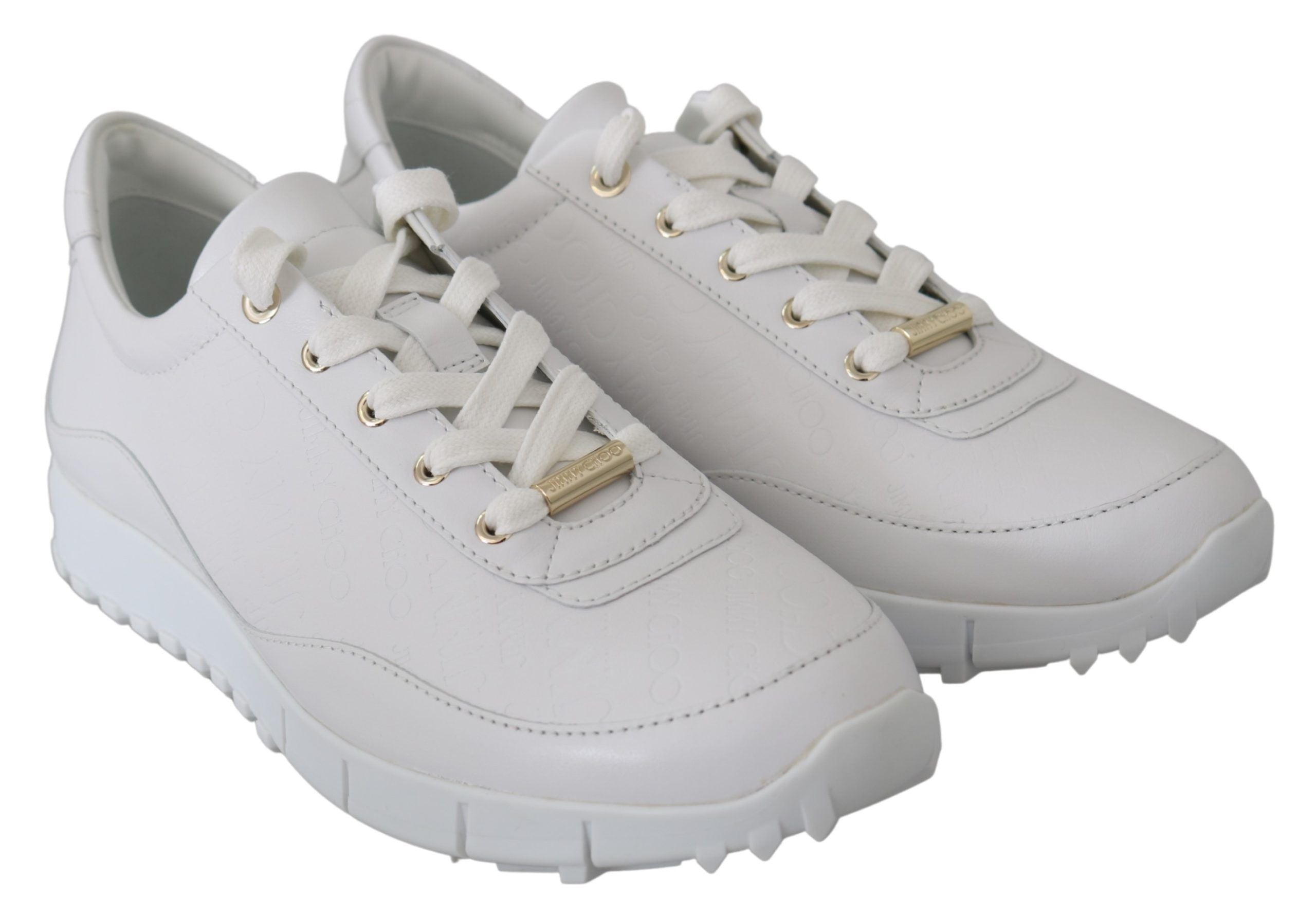 Jimmy Choo Elegant White Leather Sneakers LUNESCAPE