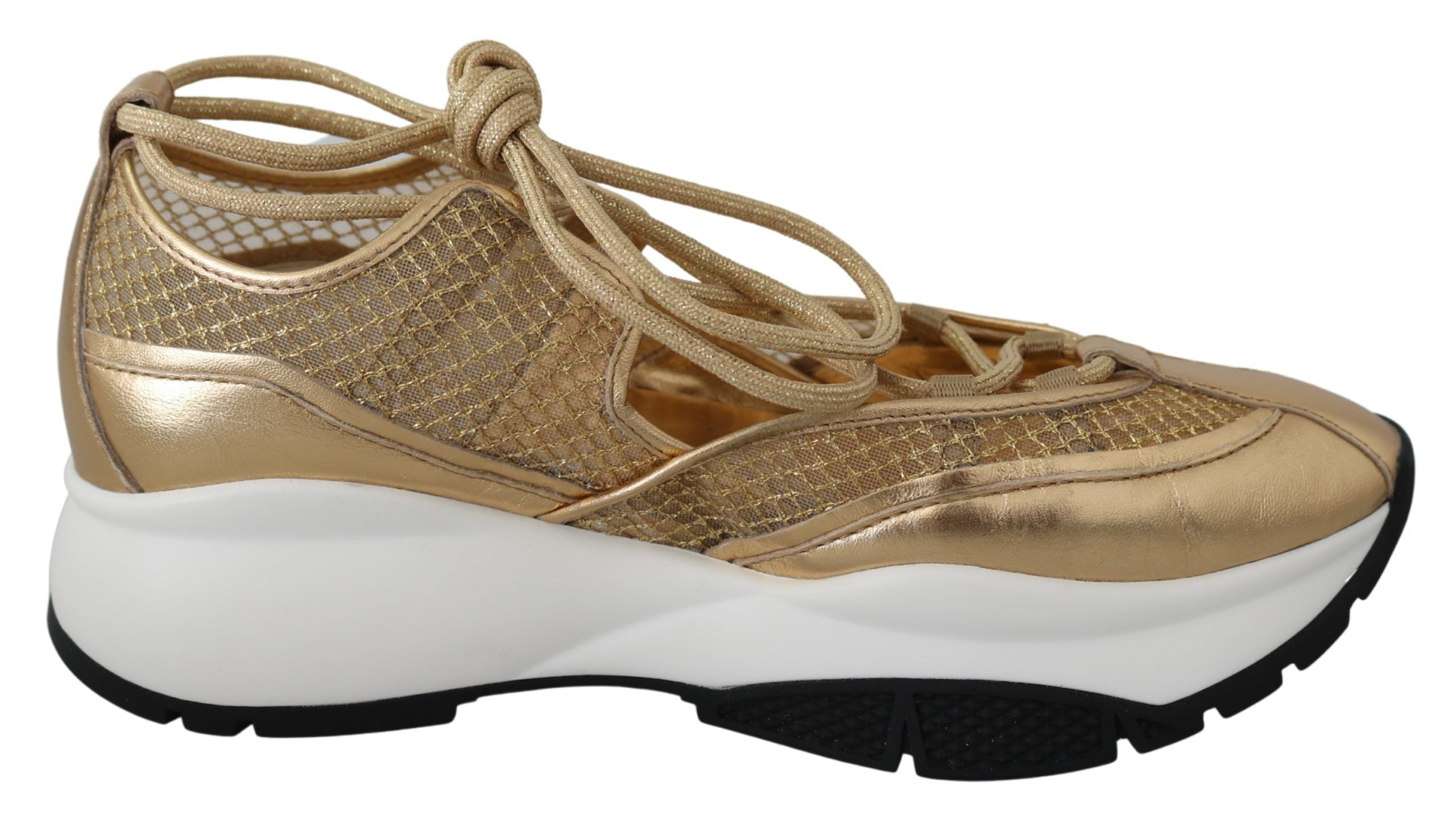 Jimmy Choo Golden Glamour Mesh Leather Sneakers LUNESCAPE