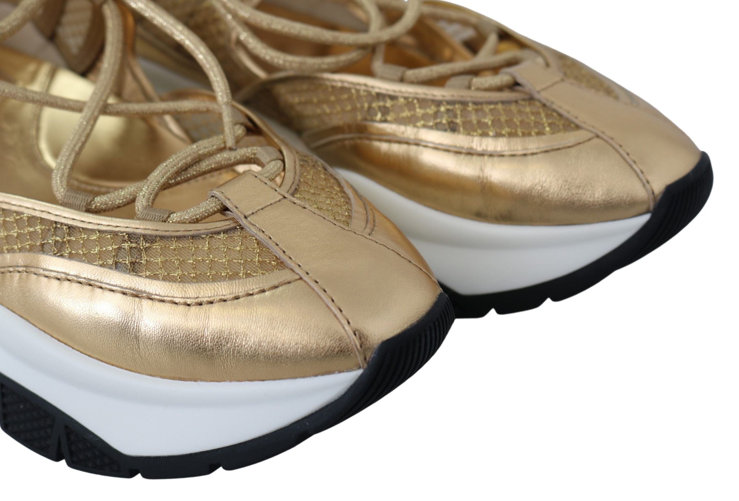 Jimmy Choo Golden Glamour Mesh Leather Sneakers LUNESCAPE