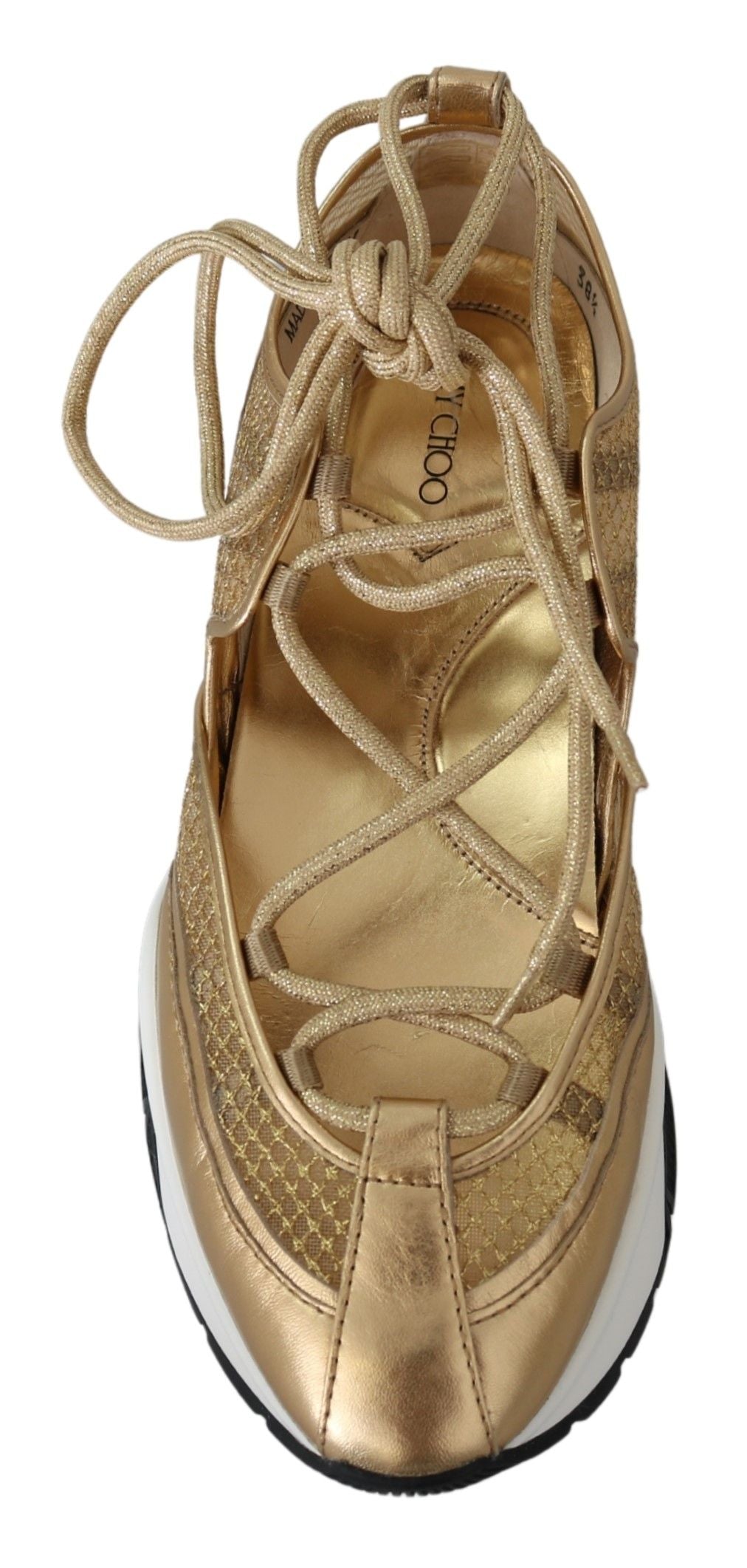 Jimmy Choo Golden Glamour Mesh Leather Sneakers LUNESCAPE