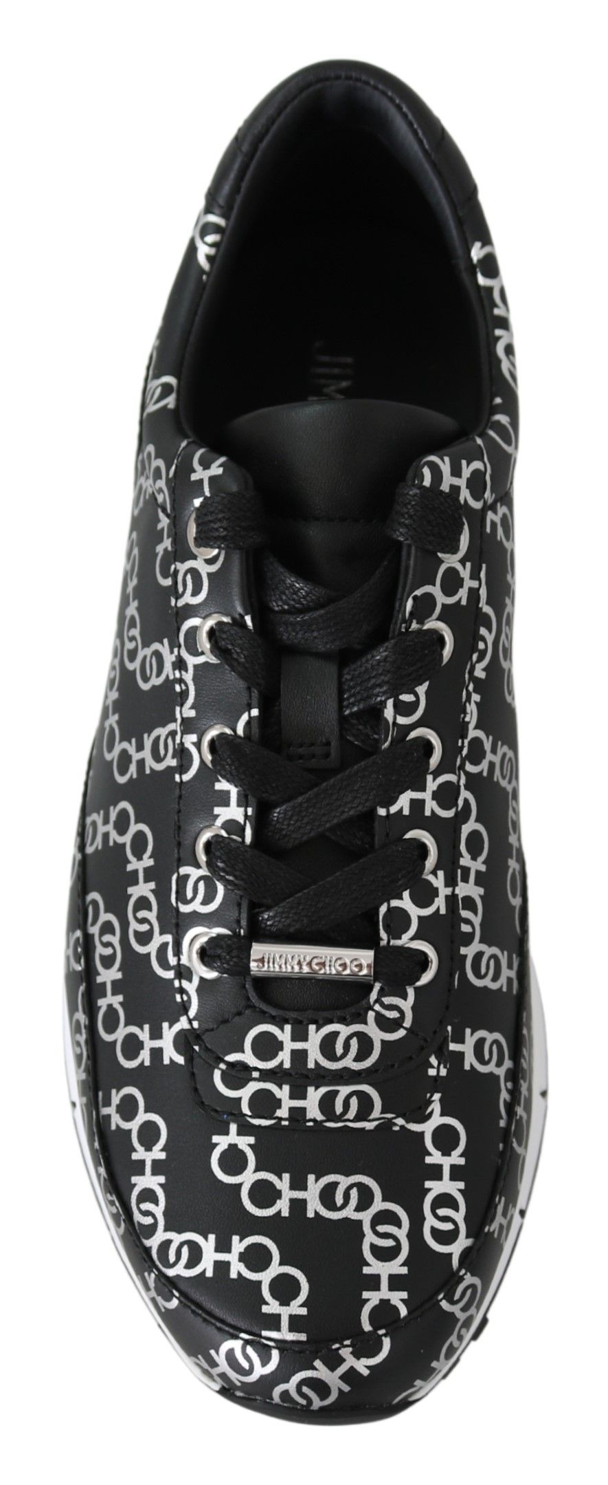Jimmy Choo Elegant Black & Silver Leather Sneakers LUNESCAPE
